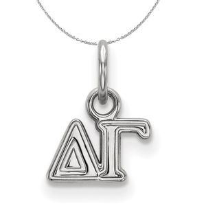 Sterling Silver Delta Gamma XS (Tiny) Greek Necklace - 16 Inch